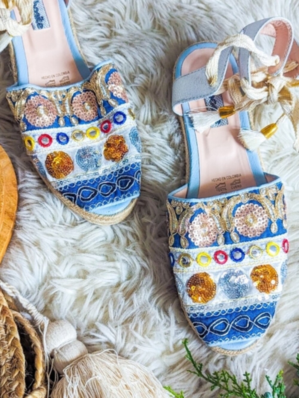 EUC Bon Bonite Embroidered Sequin Espadrilles